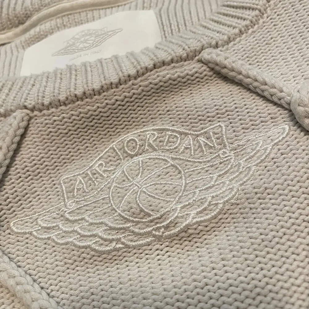Air Jordan Wings Collection Cable Knit Sweater Mens Large Made In Italy Cream